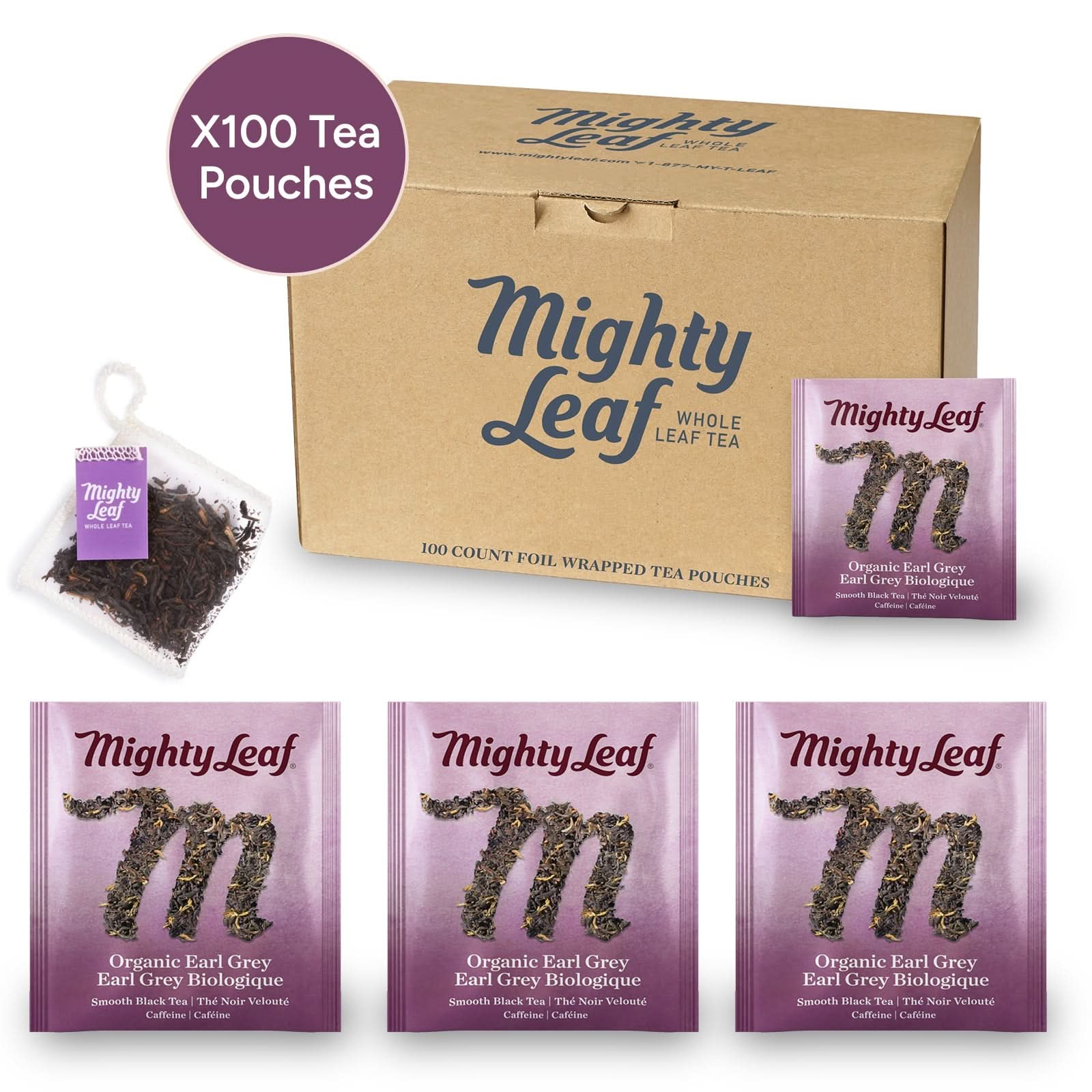 Mighty Leaf Earl Grey - 100 Pouches | Premium Black Tea with Bergamot