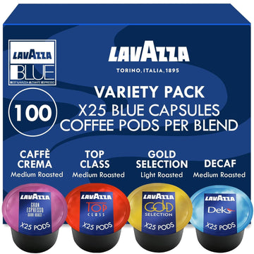 Lavazza Blue 100 Capsules - Dek, Gran, Top, Gold (25 Each)