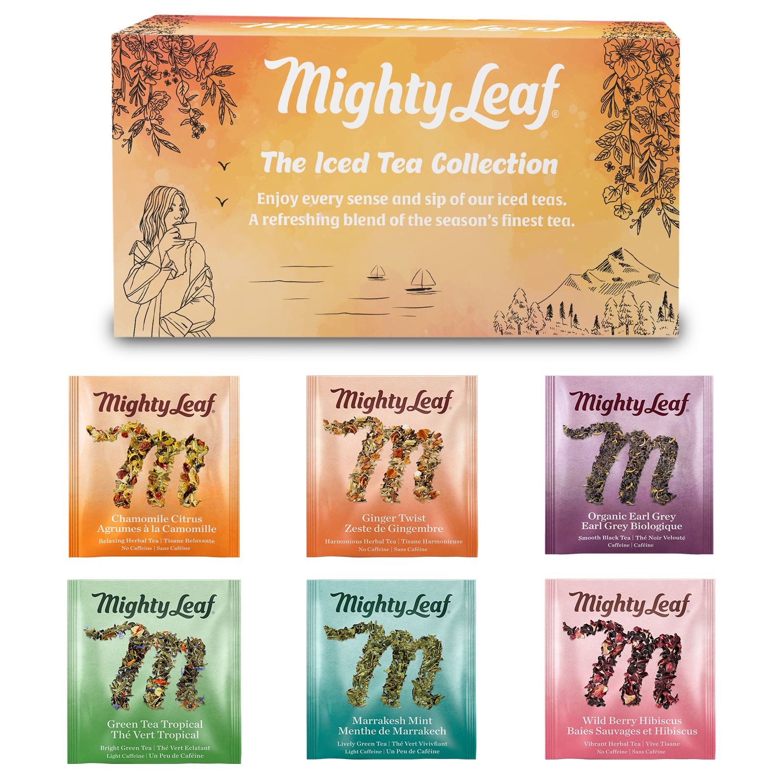 Mighty Leaf Tea Summer Gift Box, Holiday Gifts Sampler, 30 Silk Tea Bags