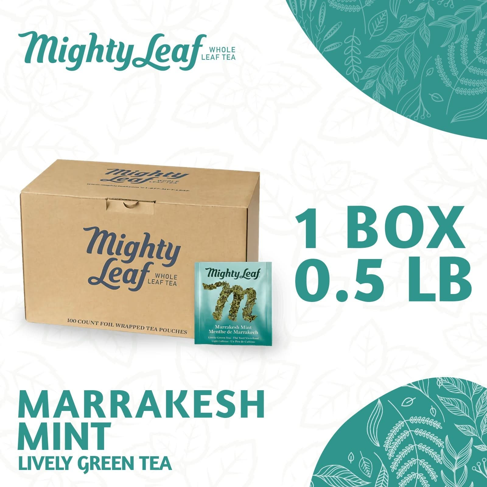 Mighty Leaf Tea - Marrakesh Mint 100 Pouches | Refreshing Green Tea & Mint