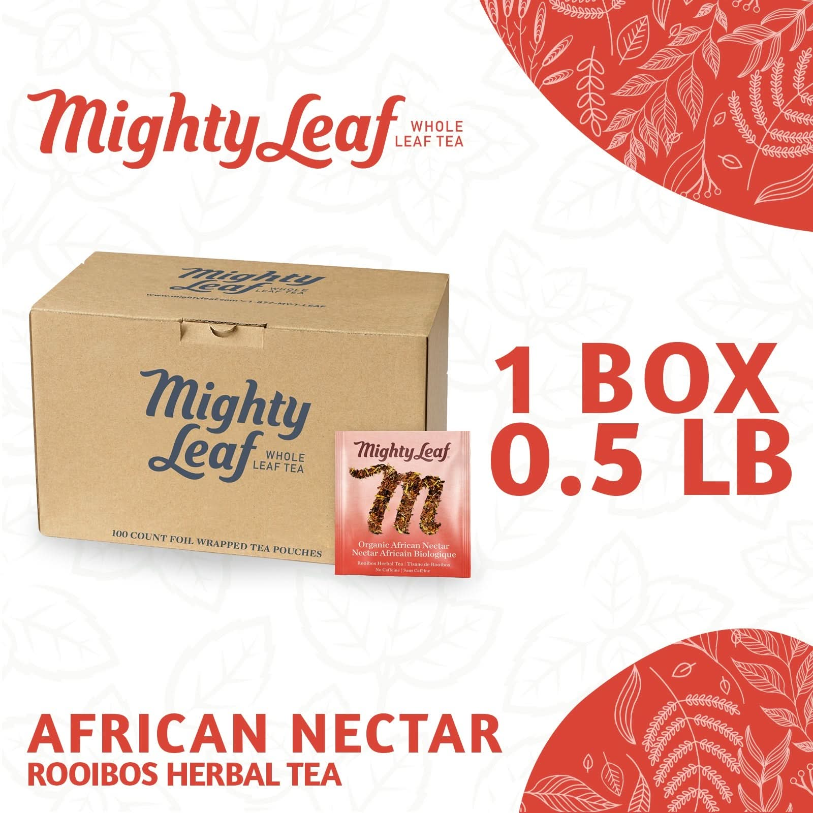 African Nectar Tea Mighty Leaf - 100  Tea Pouches | Caffeine-Free