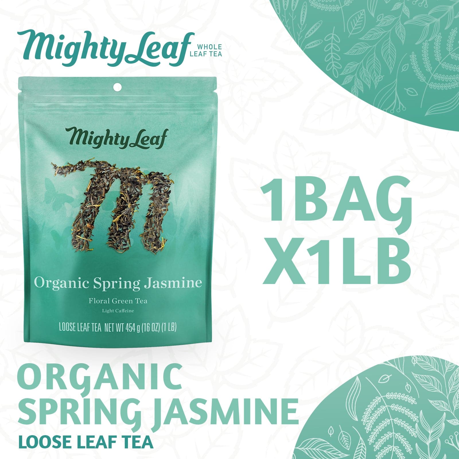 Mighty Leaf Tea Organic Spring Jasmine - 1 LB Loose Leaf | Green Tea  