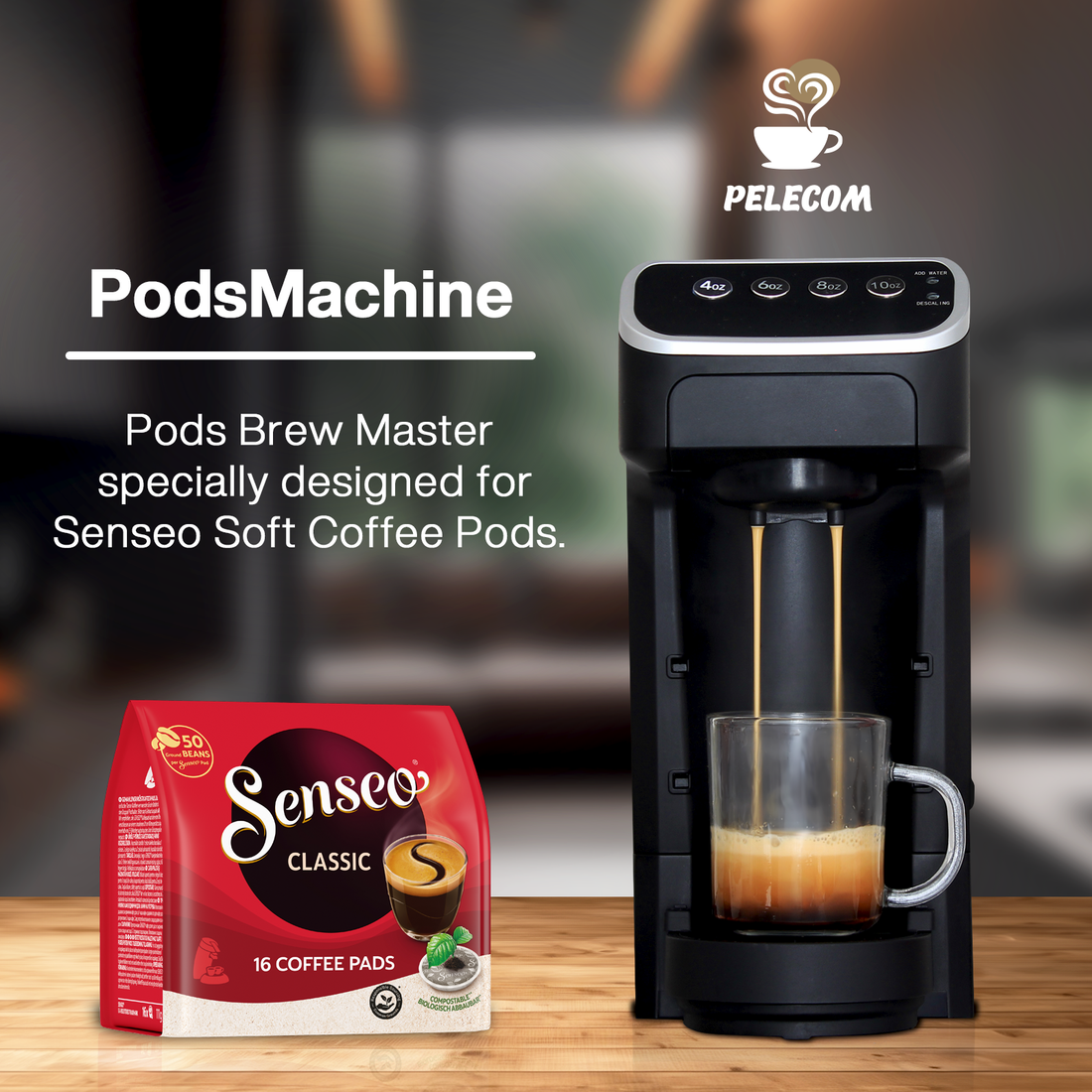 PeleCom Coffee Machine Compatible With Senseo Coffee Pods