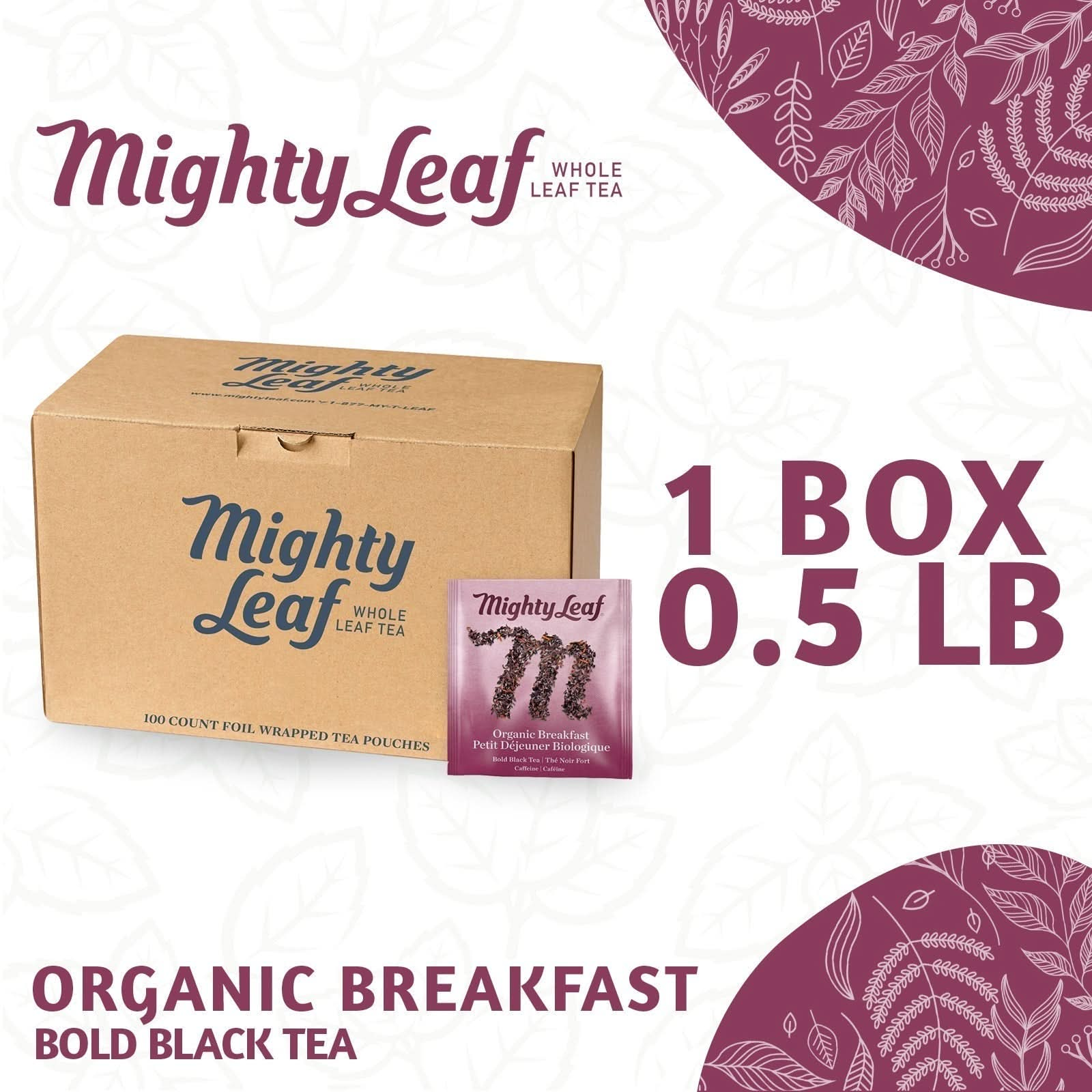 Mighty Leaf Tea Organic Breakfast - 100 Pouches | Bold Morning Blend