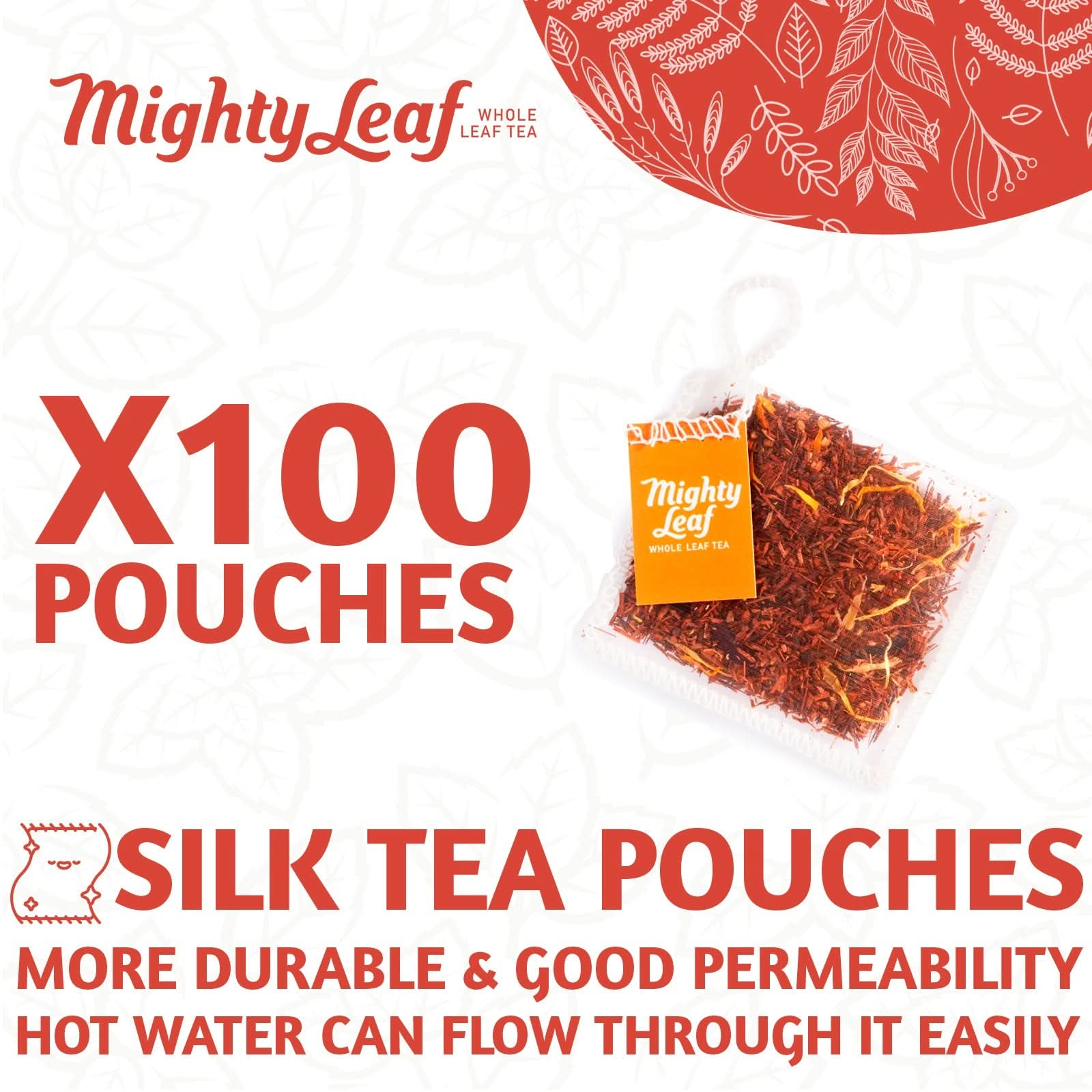 African Nectar Tea Mighty Leaf - 100  Tea Pouches | Caffeine-Free