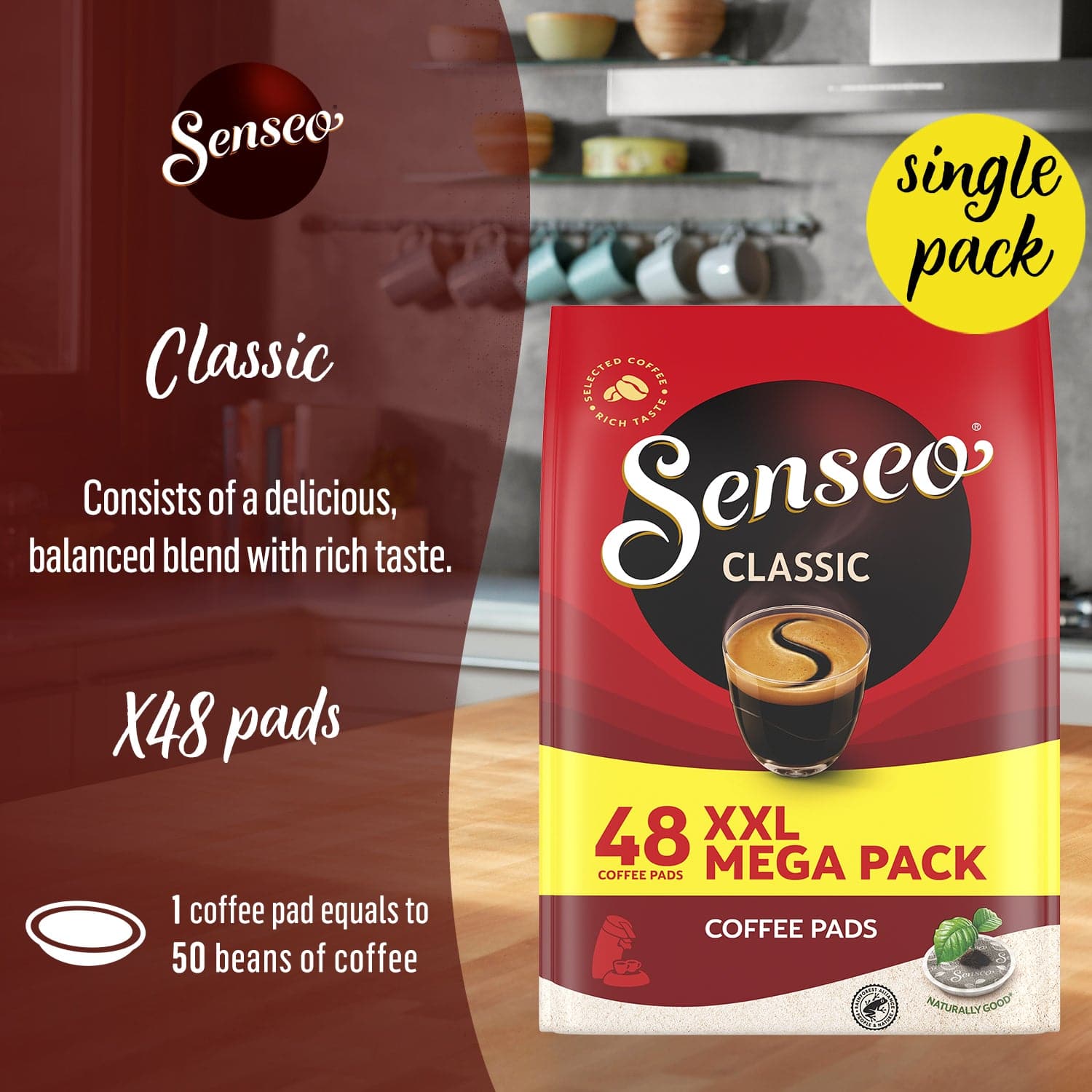 Senseo Classic Coffee Pods - Smooth, Medium Roast for a Perfect Brew