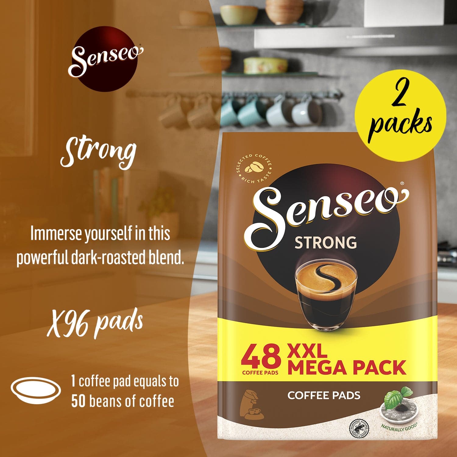 Senseo Strong Coffee Pads, Dark Roast