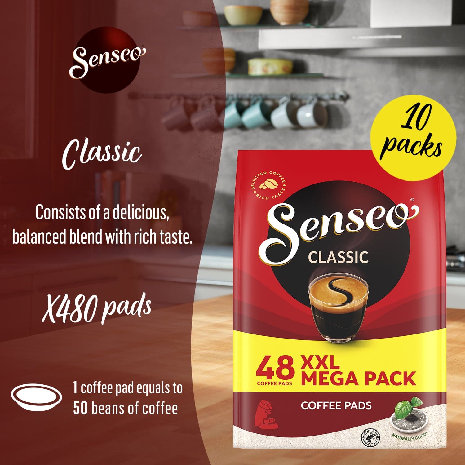 Senseo Classic Coffee Pods - Smooth, Medium Roast for a Perfect Brew