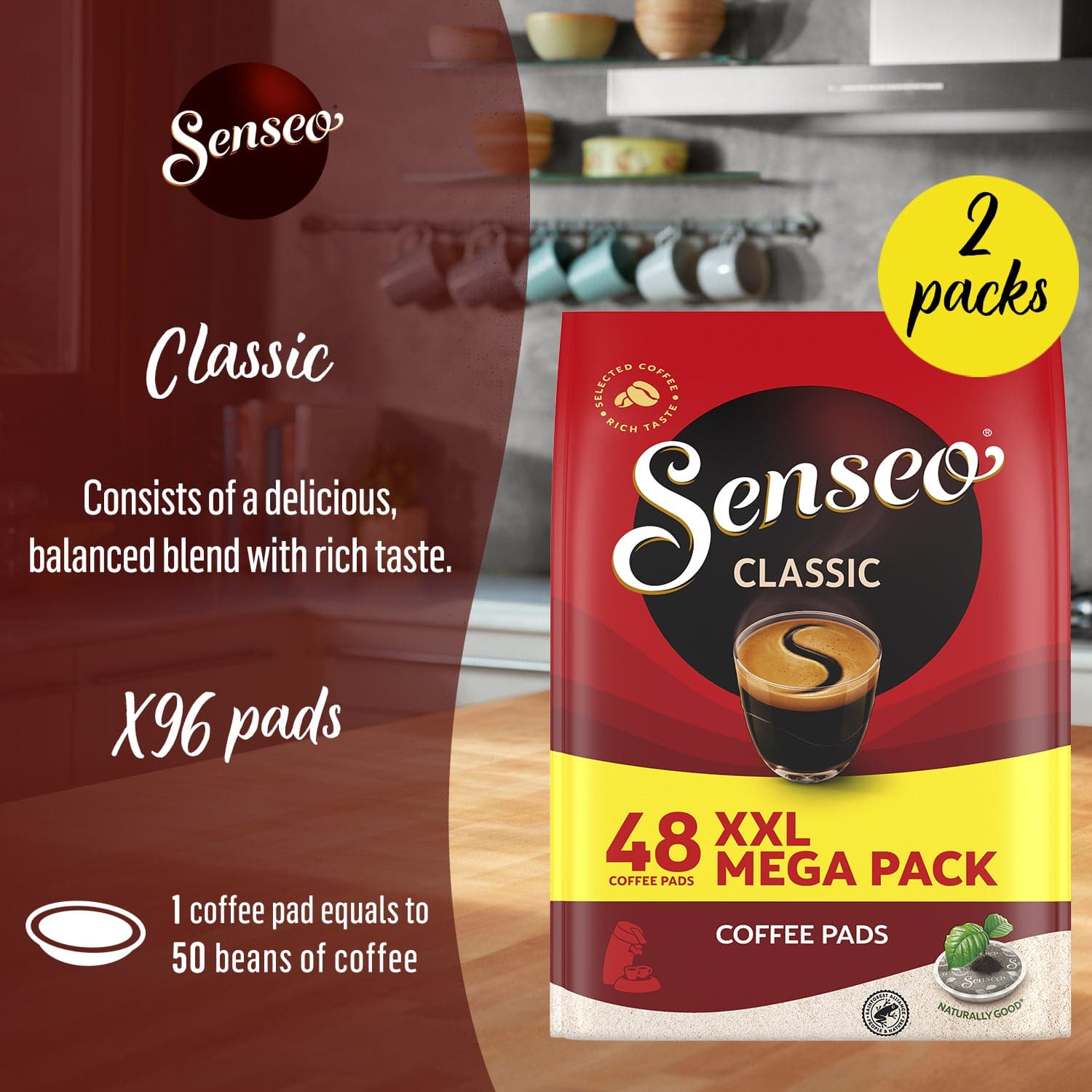 Senseo Classic Coffee Pods - Smooth, Medium Roast for a Perfect Brew