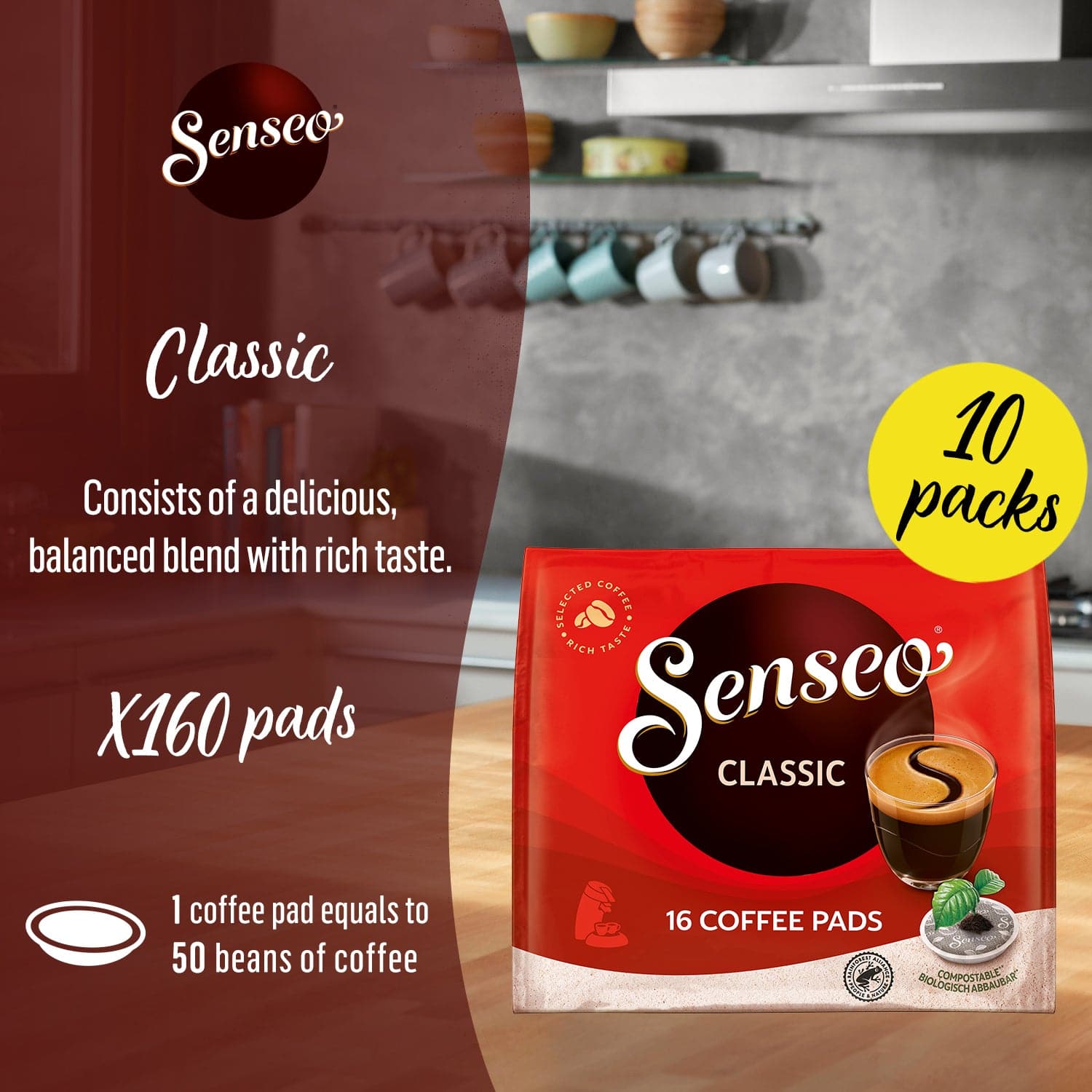 Senseo Classic Coffee Pods Medium Roast – 160 Pods Pack