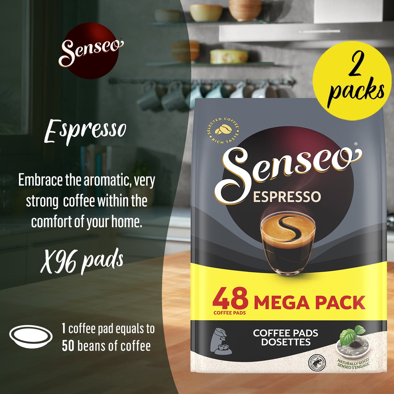 Senseo Espresso Coffee Pods - Bold, Rich Flavor with Smooth Crema, Perfect Brew