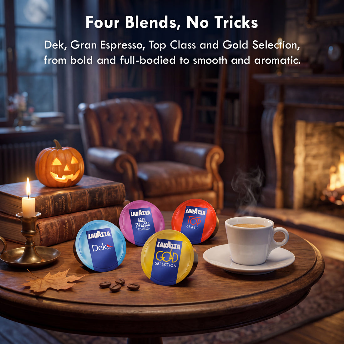 Halloween 2026 - Lavazza Blue 100 Capsules - Dek, Gran, Top, Gold (25 Each)