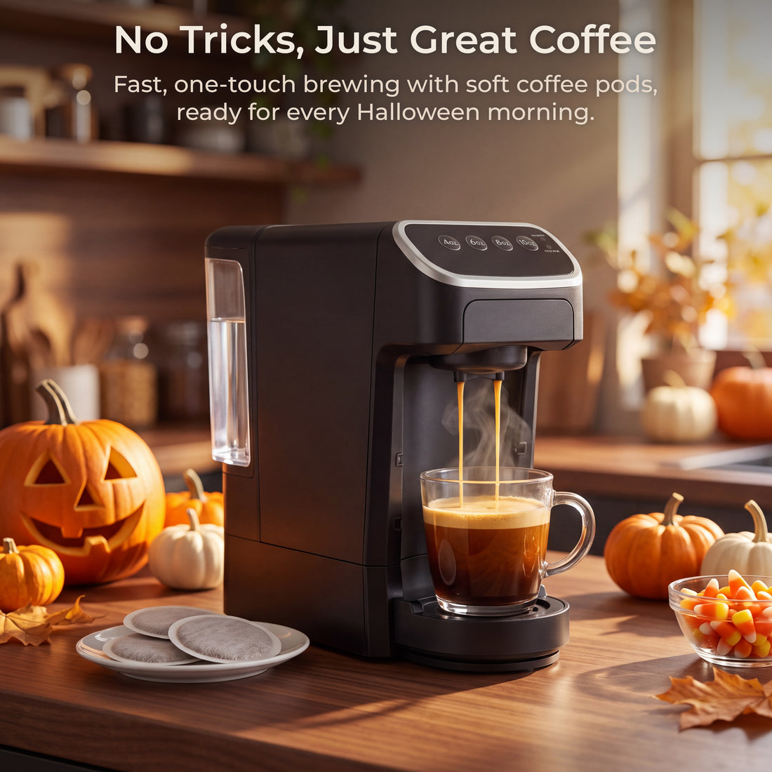 Halloween 2026 - PeleCom Coffee Machine Compatible With Senseo Coffee Pods