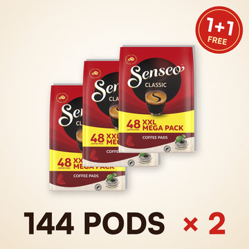 1+1 FREE: 288 Senseo Classic coffee pods, best before Mar 6, 2027