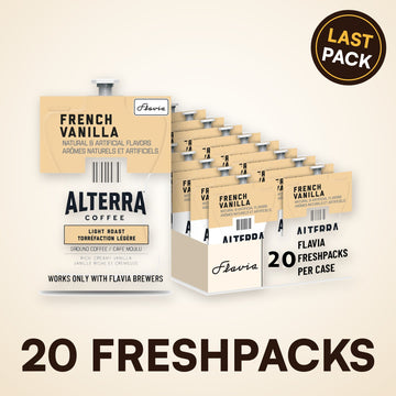 Last pack: 20 FLAVIA Alterra French Vanilla Freshpacks, best before Feb 8, 2027