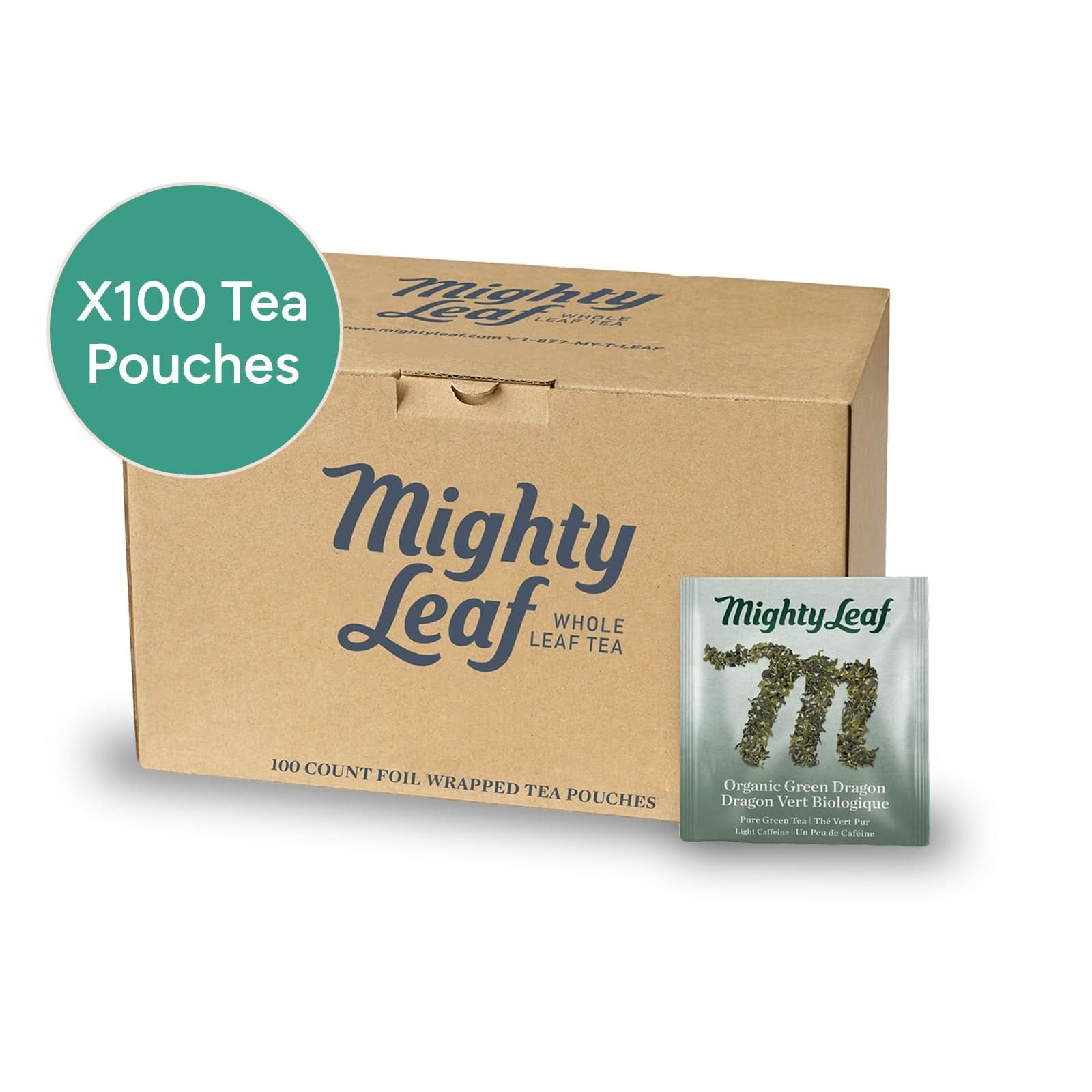 Mighty Leaf Tea Organic Green Dragon - 100 Pouches | Pure Green Tea   