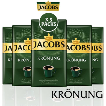 Jacobs Kronung 500g (5-Pack), German Ground Coffee - Total 2.5kg / 5.5 LB