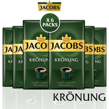 Jacobs Kronung 500g (6-Pack), German Ground Coffee - Total 3kg / 6.6 LB