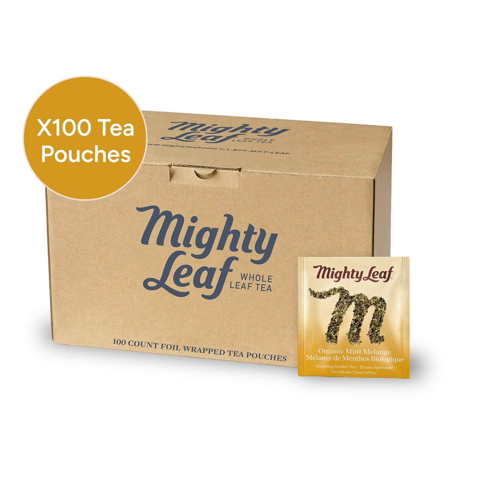 Mighty Leaf Mint Melange - 100 Pouches | Refreshing Peppermint Blend