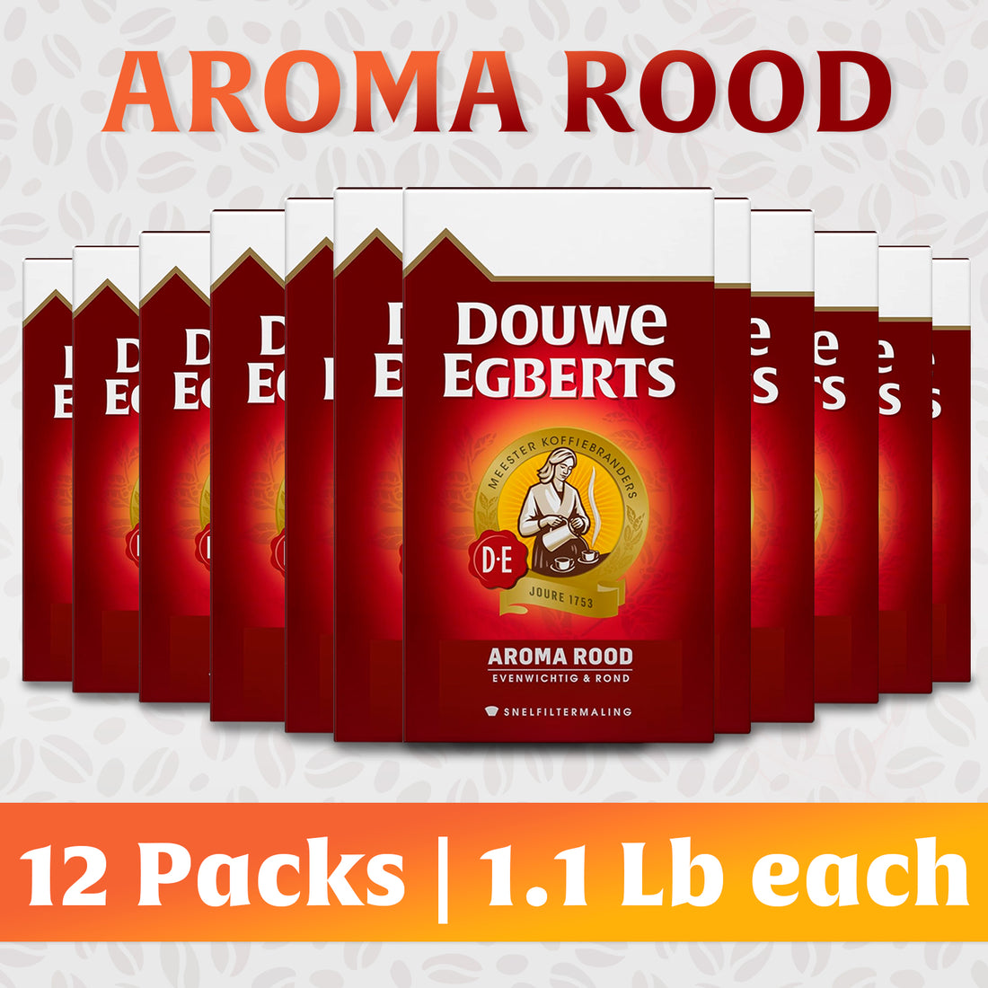 MEGA SALE – Douwe Egberts Aroma Rood Ground Coffee | 12 Packs (1.1 LB Each) | Best Before: 15 Nov 2025