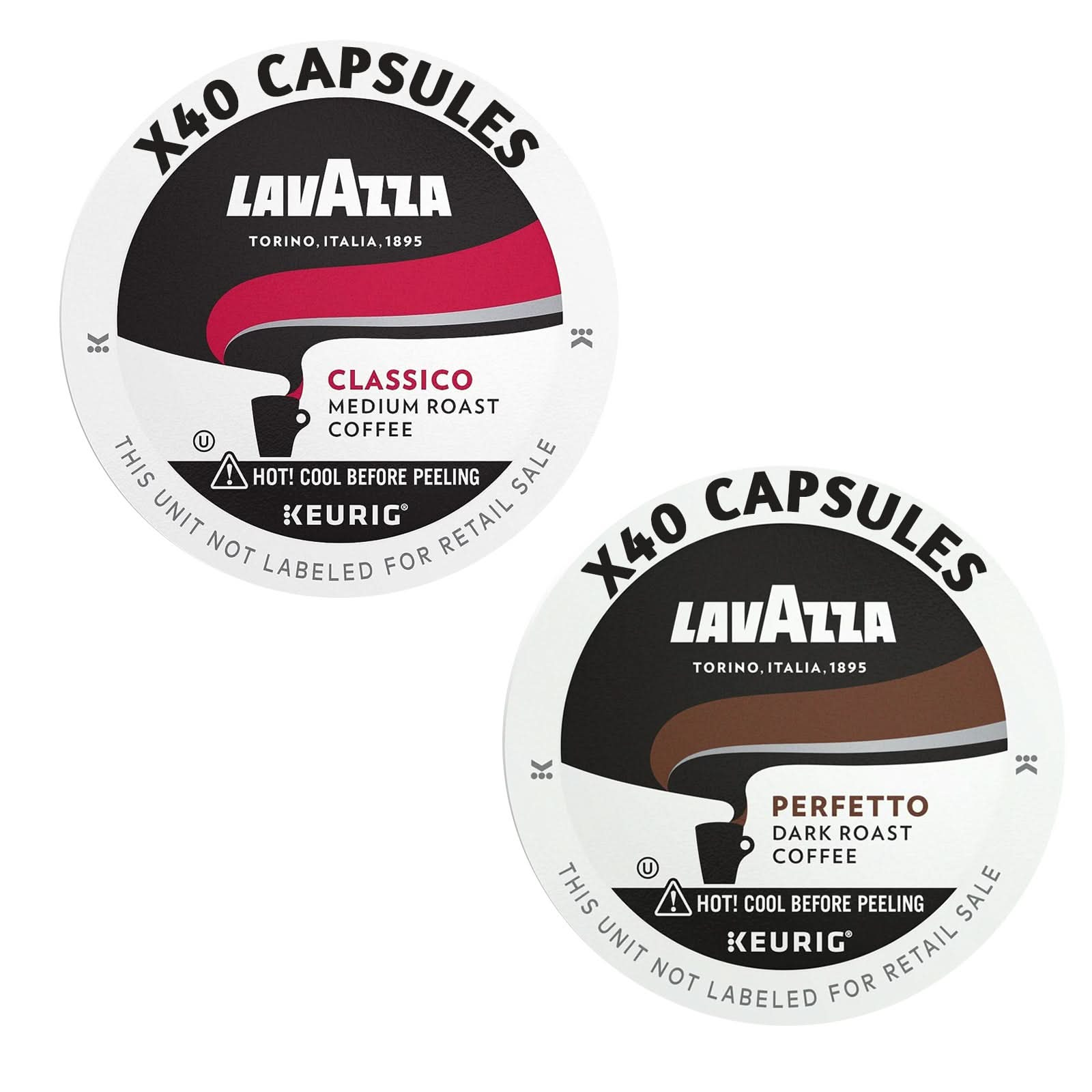 Lavazza K - Cups Variety Mix of 80 Coffee Pods - Classico Coffee & Perfetto, 40 capsules each