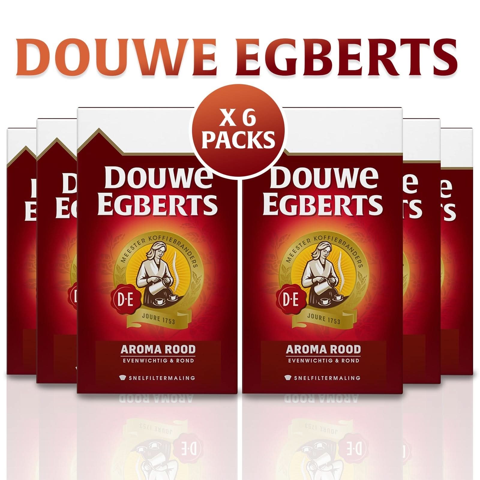 Douwe Egberts Aroma Rood Ground Coffee - 6 Packs, 6.6 LB Bundle